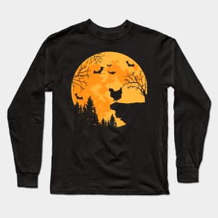 Chicken Lovers Funny Chicken And Moon Halloween Costume Long Sleeve T-Shirt